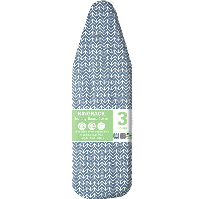 KINGRACK Ironing Board Cover with Spring Toggle, Heat Resistant, Elasticized Edge 13"x43", Printed Blue Brushstrokes, 1343-1160-Blue