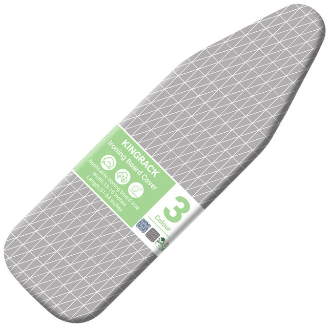 KINGRACK Ironing Board Cover with Spring Toggle, Heat Resistant, Elasticized Edge 15"x54", Printed Blue Brushstrokes, 1554-1616-Gray