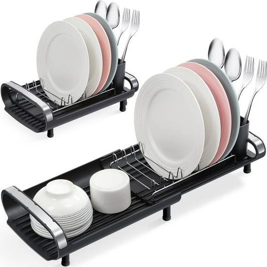 KK KINGRACK Dish Rack,Expandable Dish Drying Rack for Kitchen Counter,Black,WK810585-8