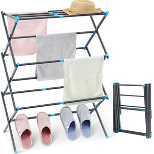 KK KINGRACK Expandable Clothes Drying Rack, Foldable & Collapsible Steel Laundry Drying Racks, Graphite(121501-Black)