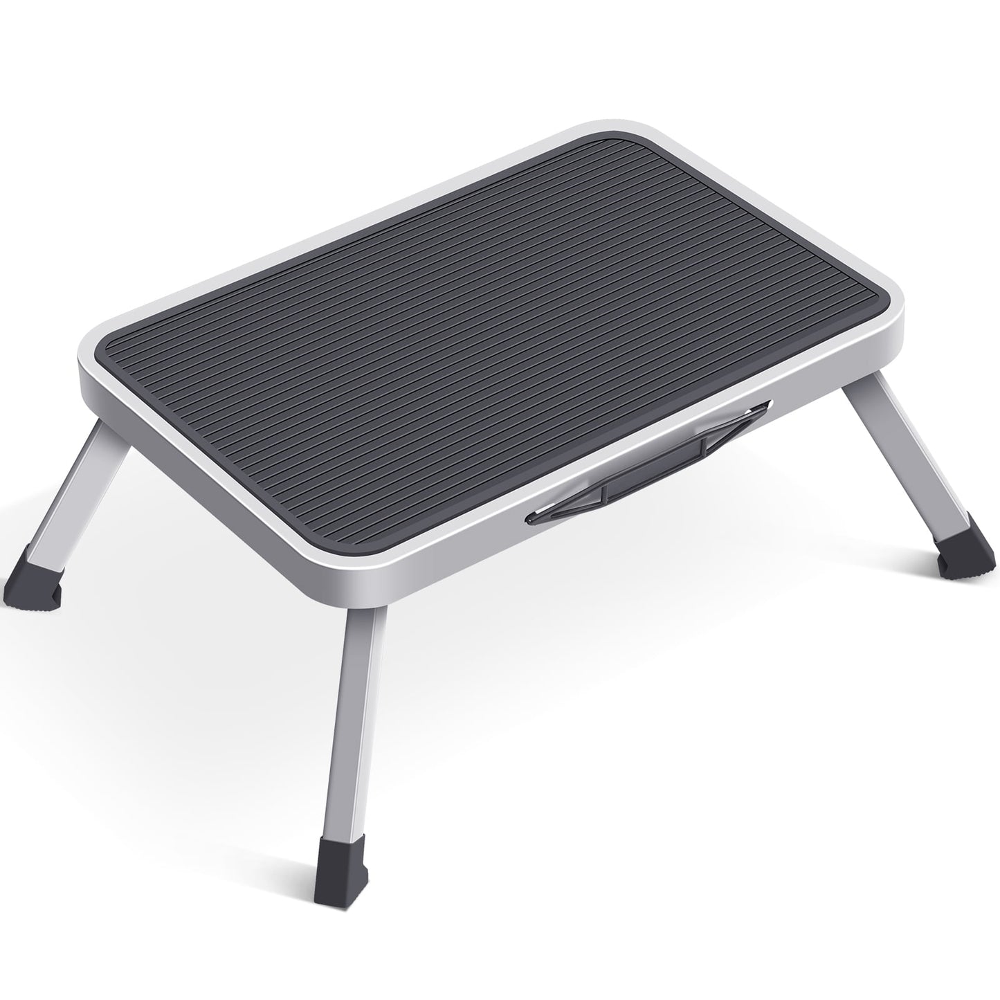 Kingrack One Step Stool, Folding Non-Slip Step Ladder for Adults, Collapsible Ladders and Step Stools, Up to 330 lbs (Gray) 2501C-G