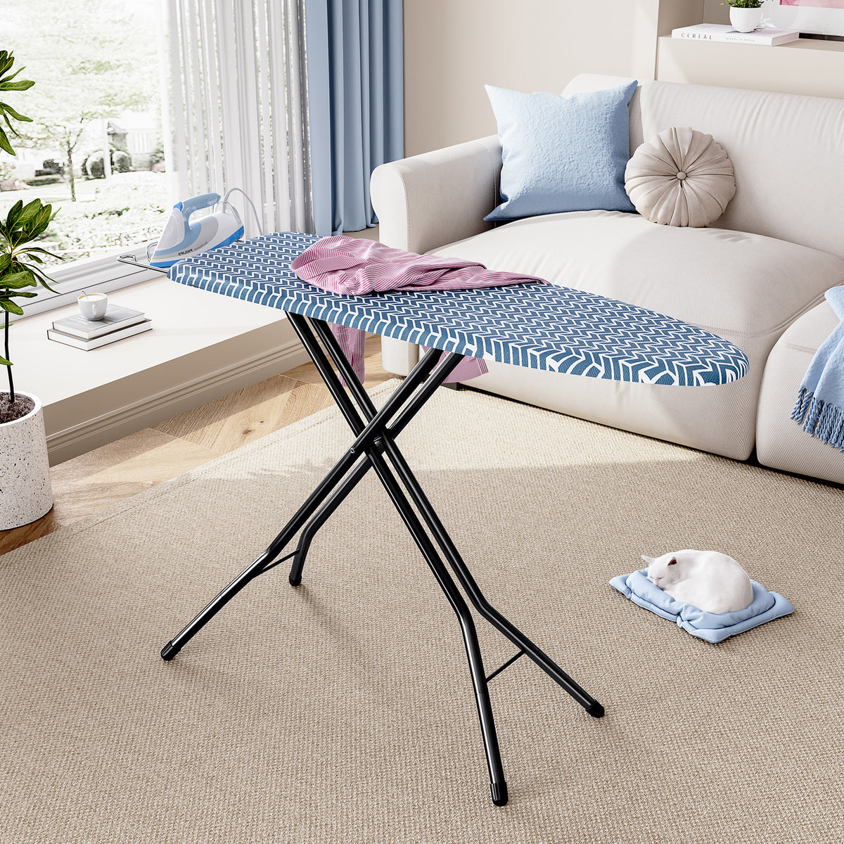 Foldable Ironing Board Full Size 43x13, 7level Height Adjustable — VC-DY-P1343H-22B-DF
