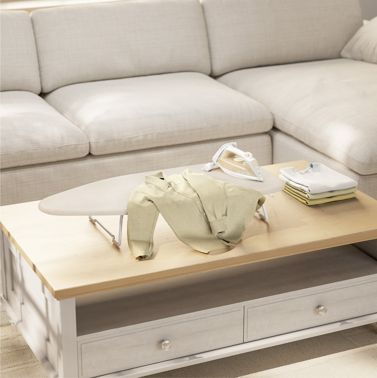 Small Ironing Board Tabletop, All-Metal Mesh Panel, for Dorm Apartment — VC-DY-TR1230D1-6-BE-DF