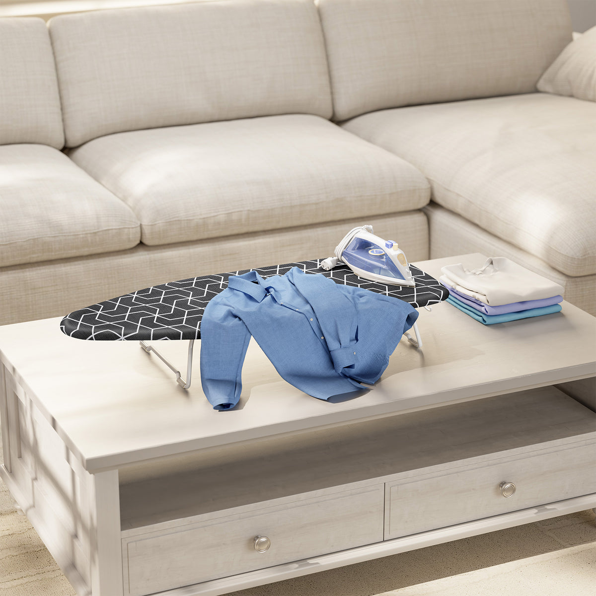 Small Ironing Board Tabletop, All-Metal Mesh Panel, for Dorm Apartment — VC-DY-TR1230D1-6-BK-DF