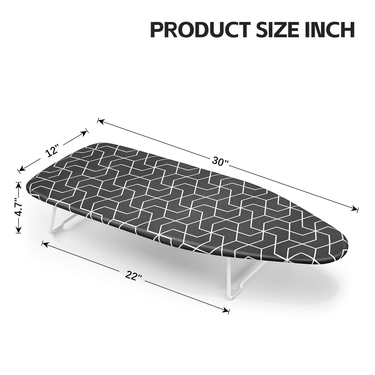 Small Ironing Board Tabletop, All-Metal Mesh Panel, for Dorm Apartment — VC-DY-TR1230D1-6-BK-DF