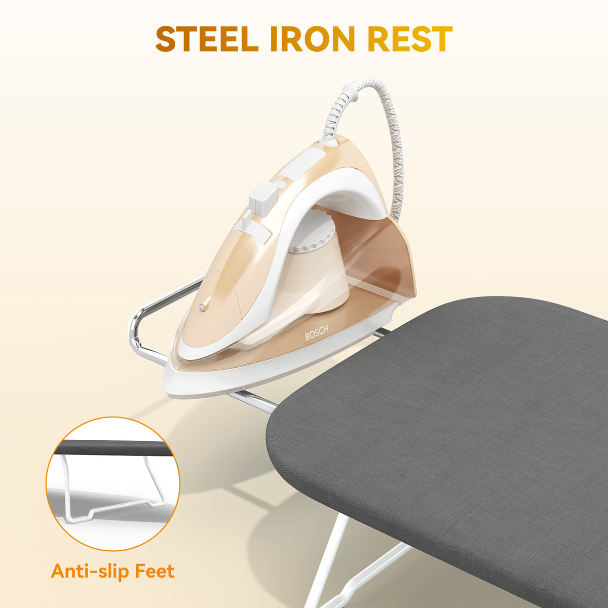 Small Ironing Board Tabletop, All-Metal Mesh Panel, for Dorm Apartment — VC-KK-1230D13-6-GY-DF