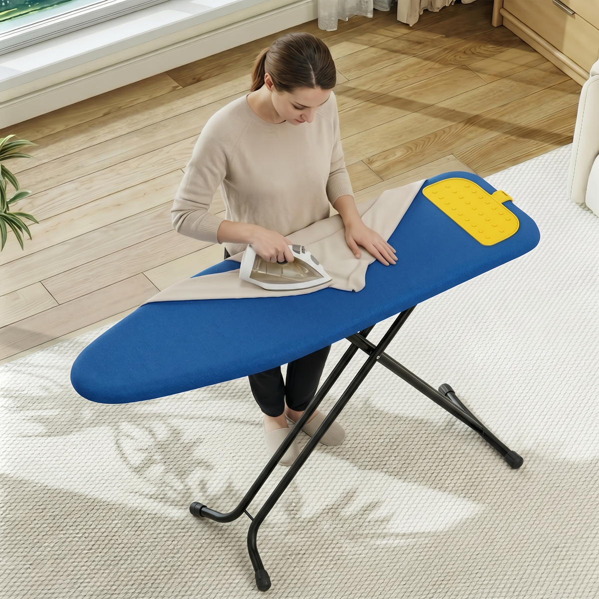 Ironing Board Full Size, Iron Board with Silicone Rest, Foldable Ironing Boards Standard Size, Heavy Duty Iron Stand Boards, Ironing Table with 7 Height Adjustable Anti-Slip Feet, 13x43 Blue — VC-KK-P1343HT1-BU-1-DF
