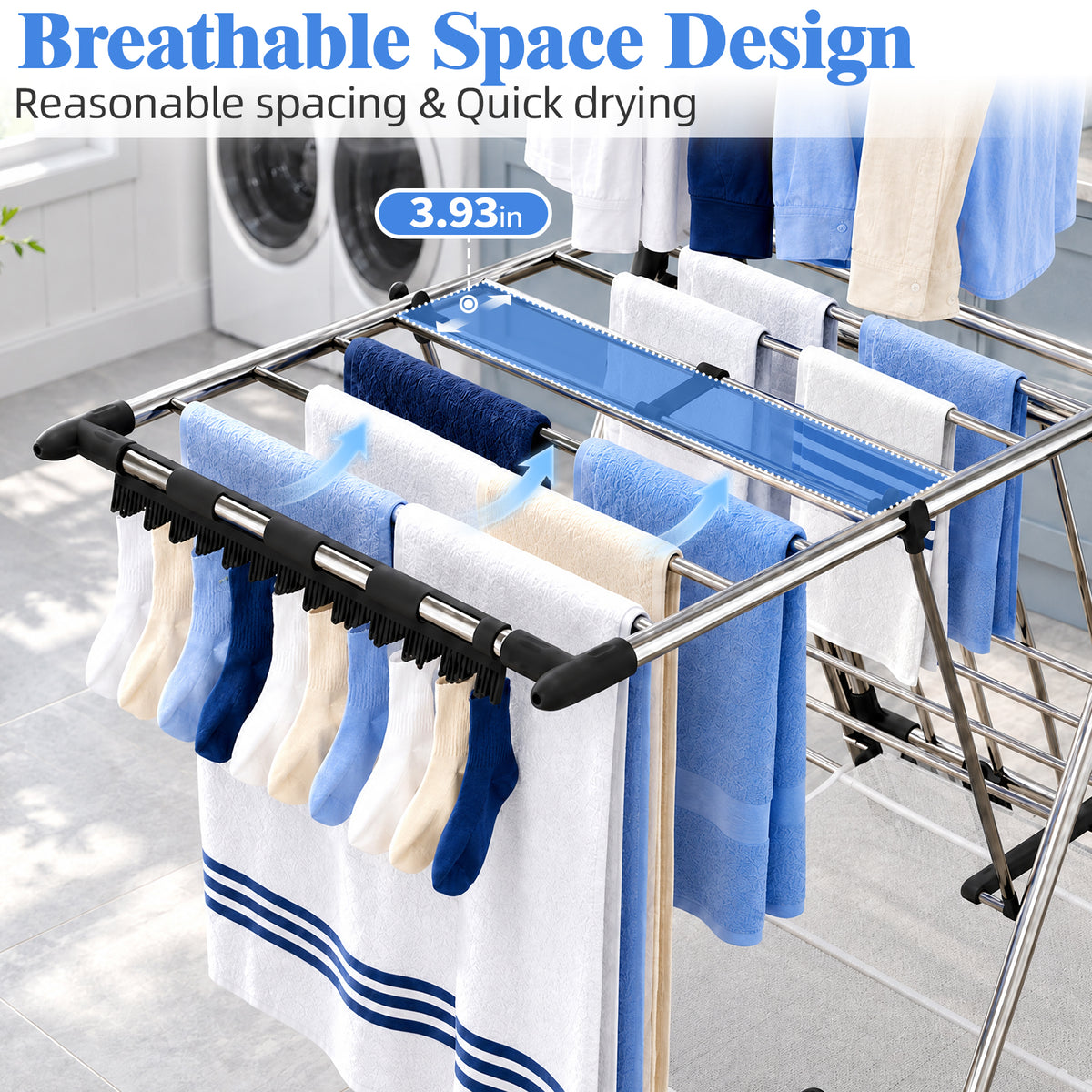 3-Tier Clothes Drying Rack, Foldable Laundry Rack with Adjustable Wings, Free-Standing Drying Rack for Indoor and Outdoor Use, Black — VC-KK-WK154106B-DF