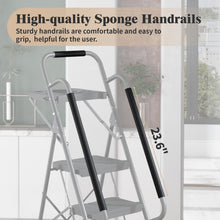 KINGRACK 5 Step Ladder with Tool Platform, Sturdy Step Stool with Handrail, Folding Steel Ladder with Wide Pedal, Safety Ladder for Adults Home Outdoor Painting Garage