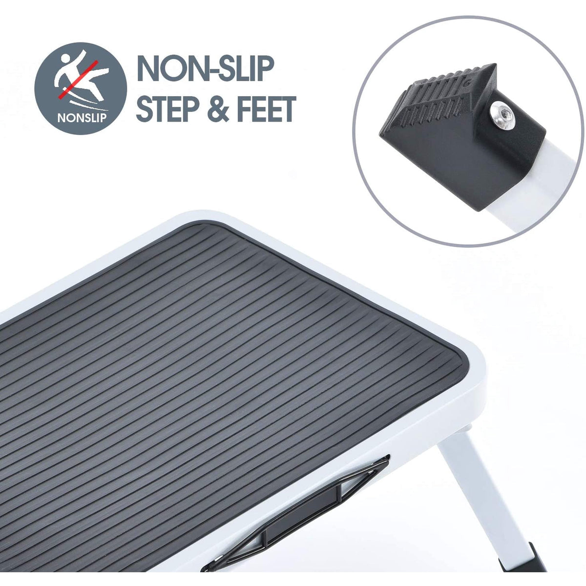 Kingrack Folding Step Stool for Adults, Non-Slip One Step Ladder, Collapsible Stool, Lightweight Foot Stool Up to 330 lbs
