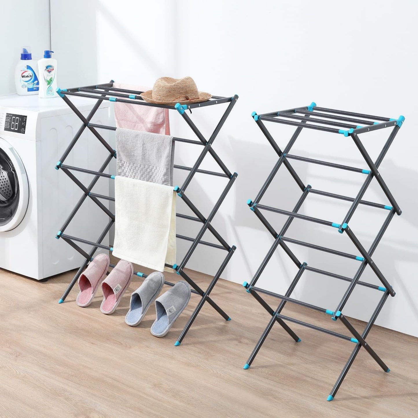 KK KINGRACK Expandable Clothes Drying Rack, Foldable & Collapsible Steel Laundry Drying Racks, Graphite(121501-Black)