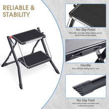 Kingrack 2 Step Ladder Folding Stool, Non-Slip Step Ladder, collapsible stool for adults, Heavy Duty 330Lbs Capacity Industrial Lightweight (2031-B)