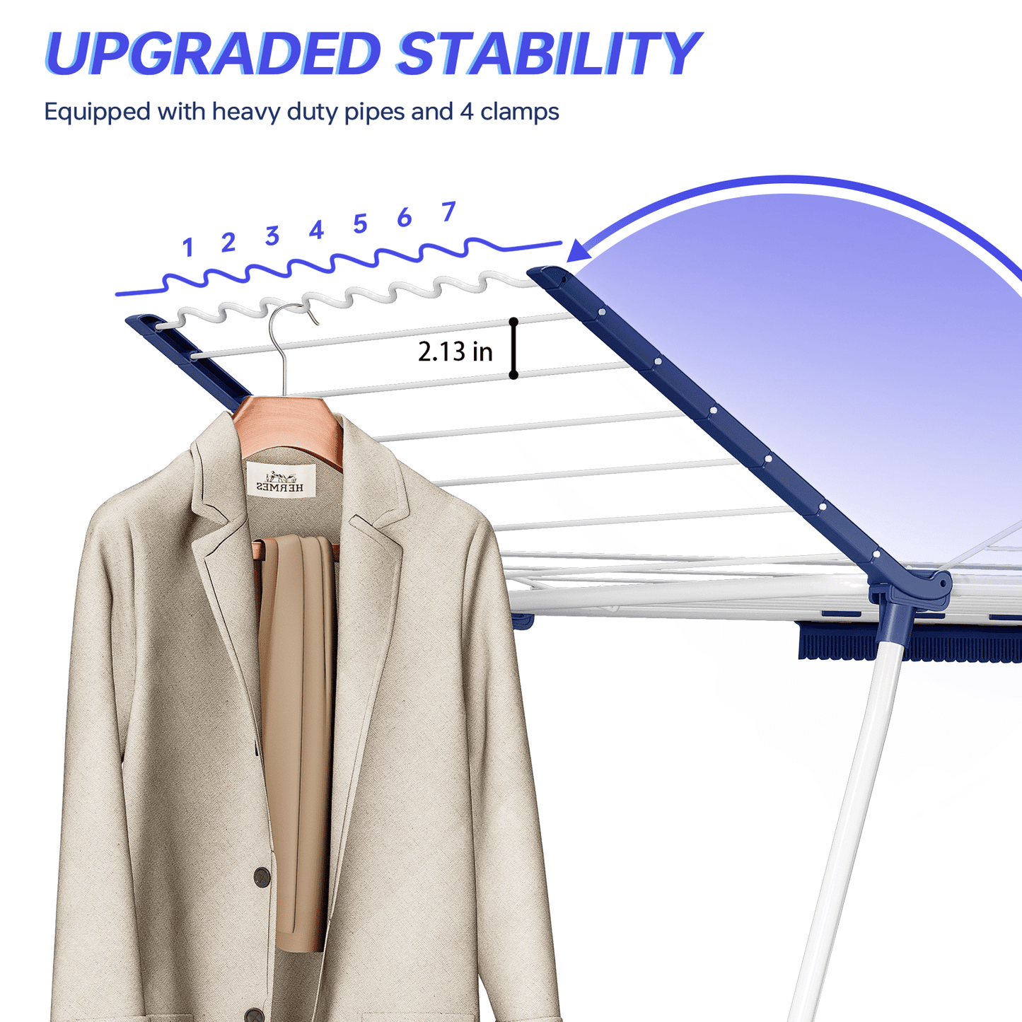 Clothes Drying Rack, KK KINGRACK Foldable Drying Rack with Large Space & Sock Clips, Laundry Rack with 4 Drying Wings, Indoor Outdoor, White