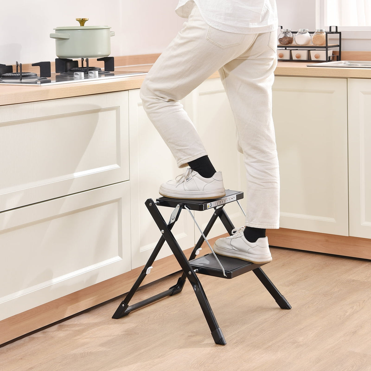 Kingrack 2 Step Ladder Folding Stool, Non-Slip Step Ladder, collapsible stool for adults, Heavy Duty 330Lbs Capacity Industrial Lightweight (2031-B)