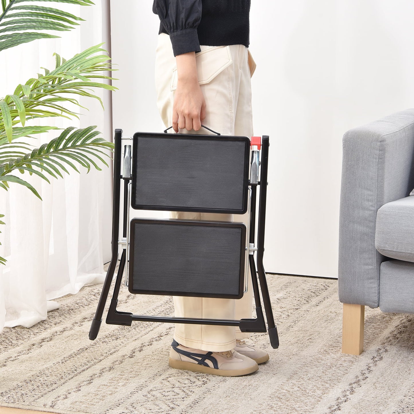 Kingrack 2 Step Ladder Folding Stool, Non-Slip Step Ladder, collapsible stool for adults, Heavy Duty 330Lbs Capacity Industrial Lightweight (2031-B)