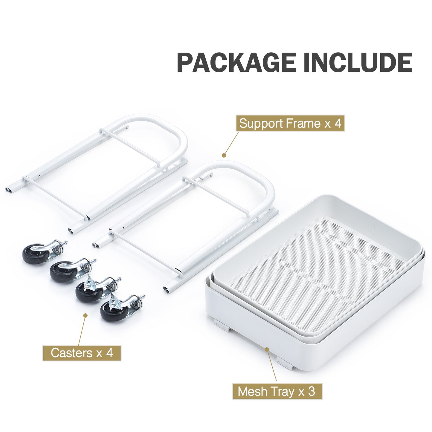3 Tier Rolling Cart, No Screw Metal Utility Cart, Easy Assemble-WK130917 (WHITE/PINK/GREY/BLACK, 4-COLORS AVAILABLE))