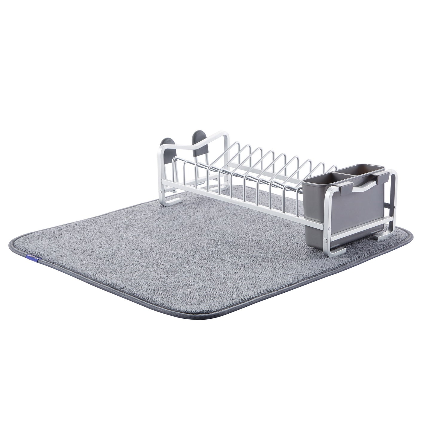 Aluminum Compact Dish Drying Rack with Microfiber Drying Mat 112050 - Kingrack Home