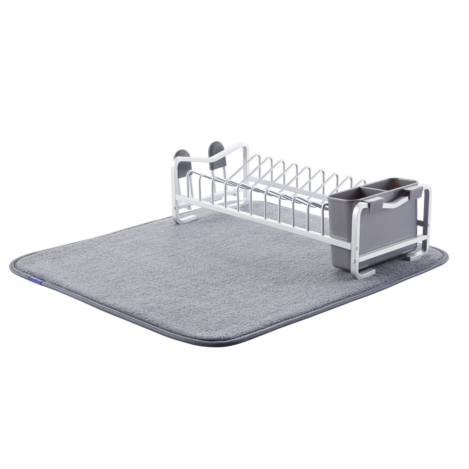 Aluminum Compact Dish Drying Rack with Microfiber Drying Mat 112050 - Kingrack Home