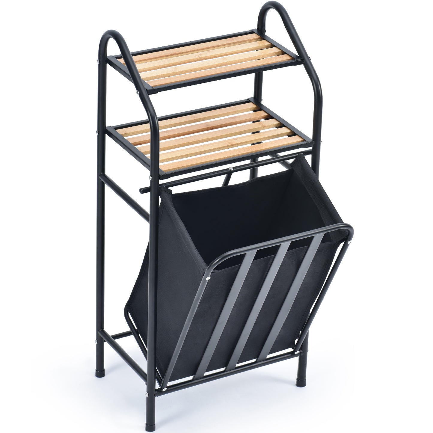 Laundry Tilt-Out Sorter with 2-Tier Shelves and Removable Bag, Laundry  Hamper, Black-WK130901C