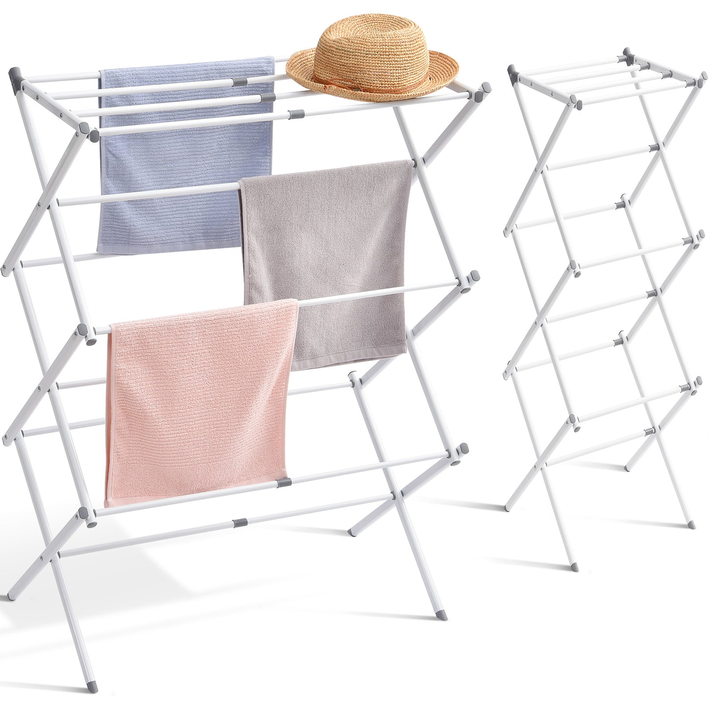 KINGRACK Expandable Clothes Drying Rack, Foldable & Collapsible Steel Laundry Drying Racks, White, 121501