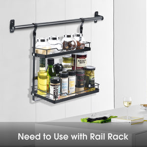 Kitchen Utensil Rack Series, Wall Mounted Rail Rack for Hanging, DIY with Hanging Utensil Rack/ Hanging Dish Rack/ Hanging Spicy Rack
