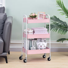 3 Tier Rolling Cart, No Screw Metal Utility Cart, Easy Assemble-WK130917 (WHITE/PINK/GREY/BLACK, 4-COLORS AVAILABLE))