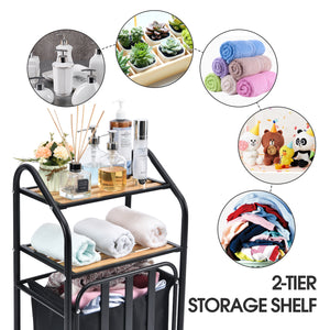 Laundry Tilt-Out Sorter with 2-Tier Shelves and Removable Bag, Laundry  Hamper, Black-WK130901C
