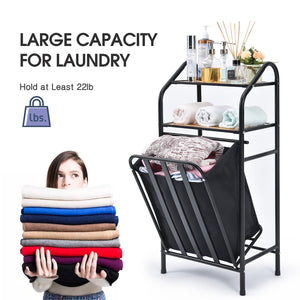 Laundry Tilt-Out Sorter with 2-Tier Shelves and Removable Bag, Laundry  Hamper, Black-WK130901C