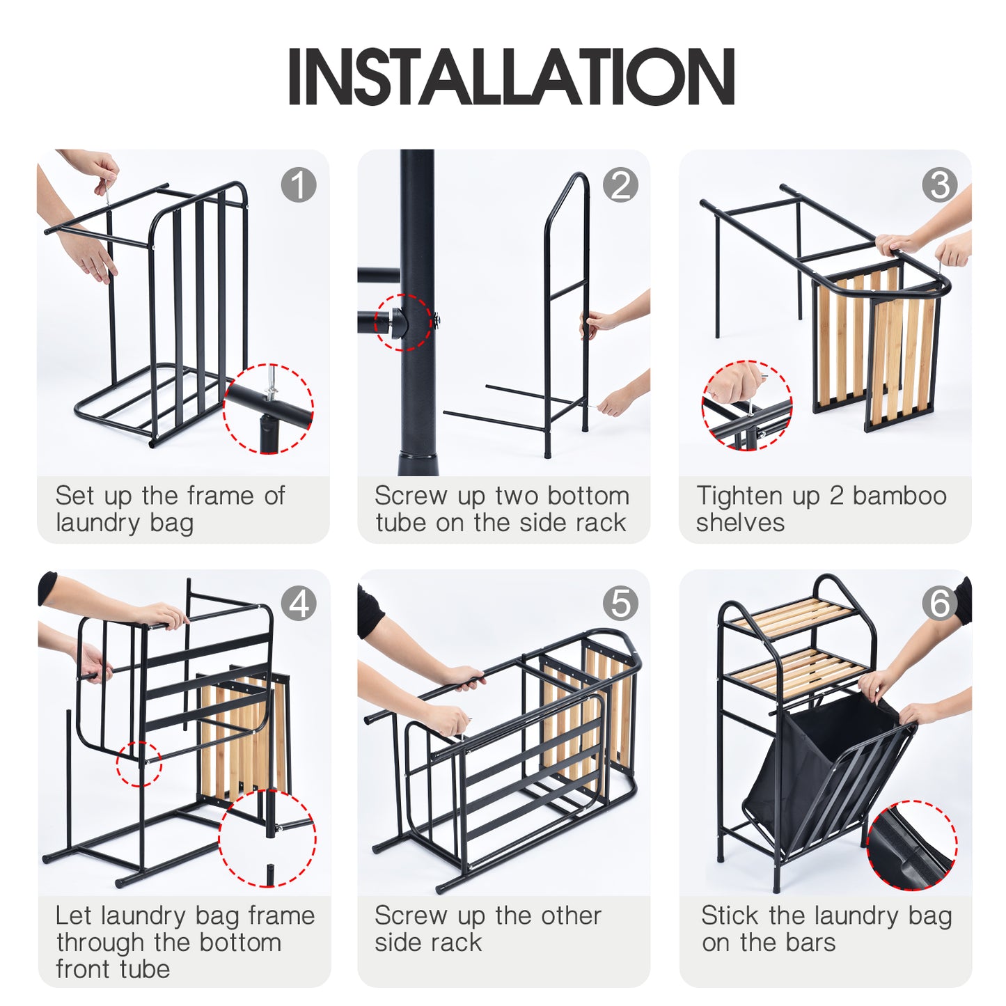 Laundry Tilt-Out Sorter with 2-Tier Shelves and Removable Bag, Laundry  Hamper, Black-WK130901C