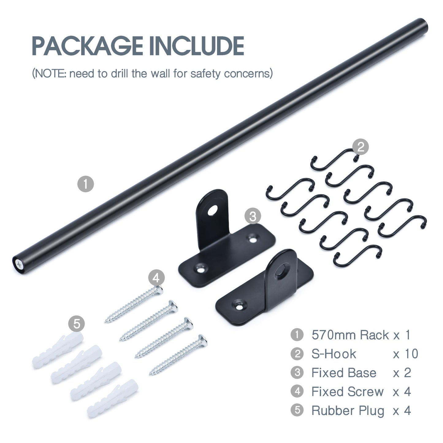 Kitchen Utensil Rack Series, Wall Mounted Rail Rack for Hanging, DIY with Hanging Utensil Rack/ Hanging Dish Rack/ Hanging Spicy Rack