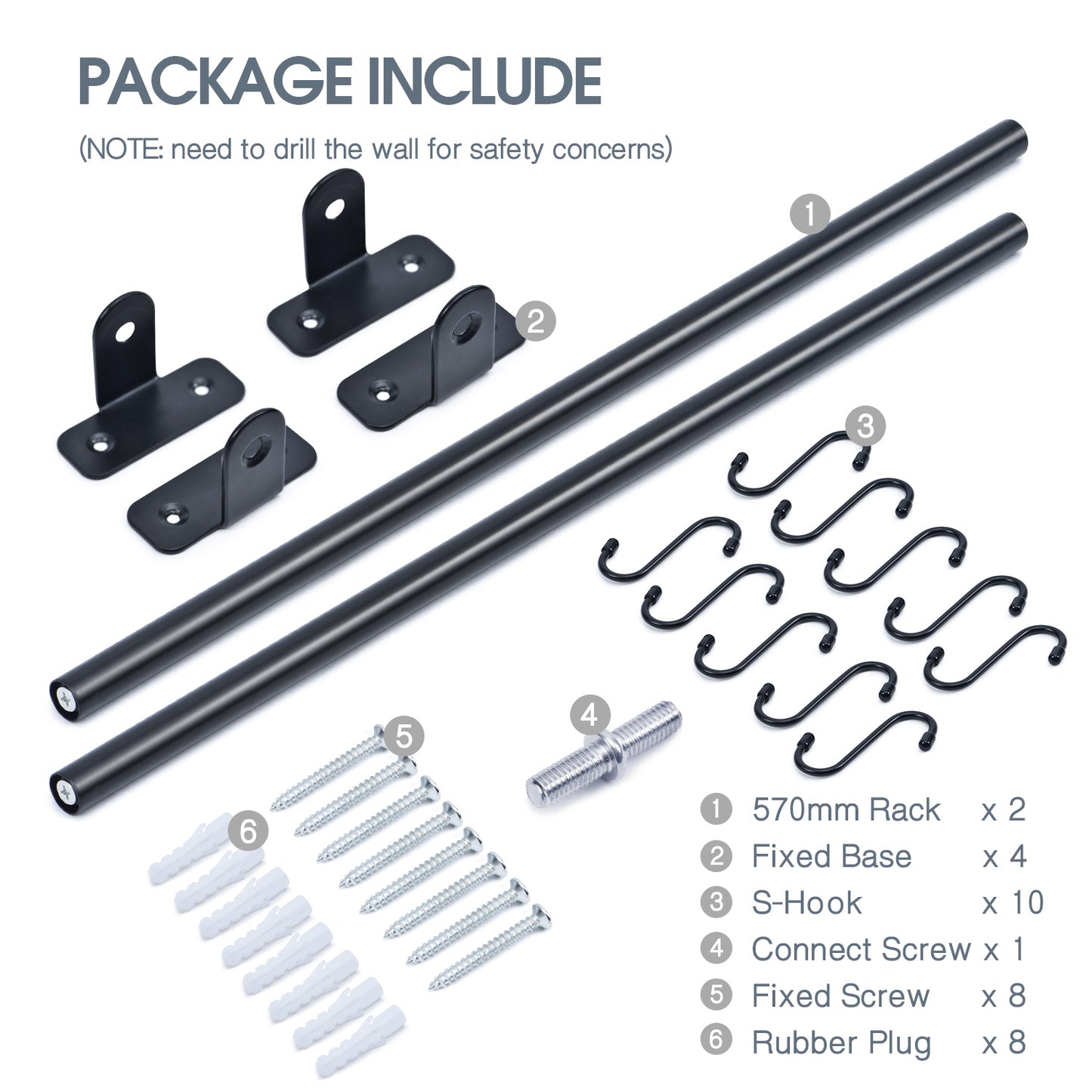 Kitchen Utensil Rack Series, Wall Mounted Rail Rack for Hanging, DIY with Hanging Utensil Rack/ Hanging Dish Rack/ Hanging Spicy Rack