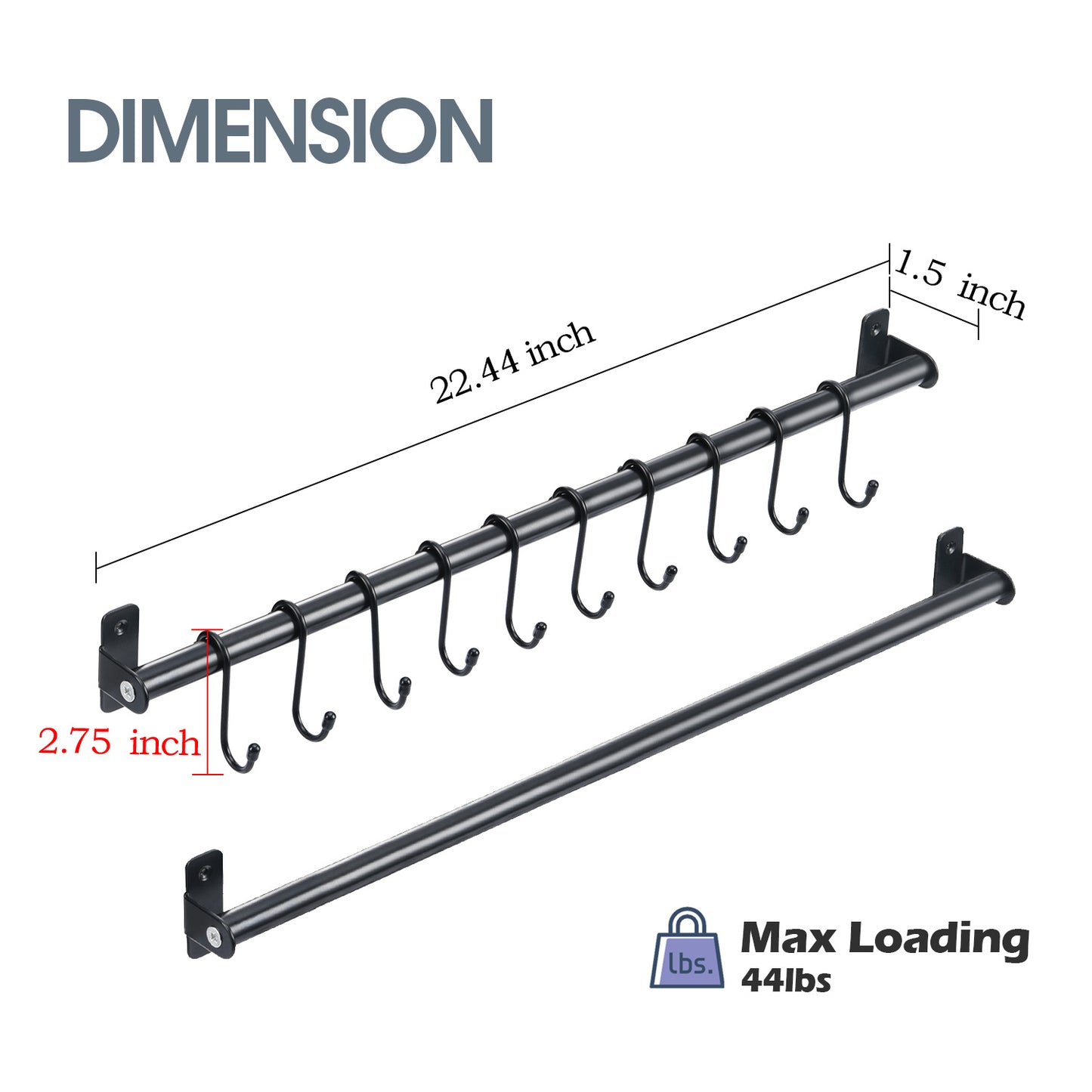Kitchen Utensil Rack Series, Wall Mounted Rail Rack for Hanging, DIY with Hanging Utensil Rack/ Hanging Dish Rack/ Hanging Spicy Rack