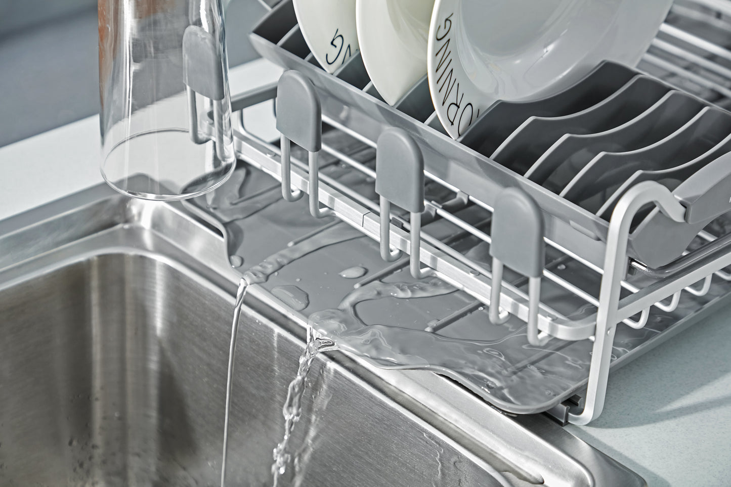 Aluminum Dish Rack with Expandable Over Sink Dish Rack, Drip Tray wk112040 - Kingrack Home