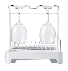 dish drying rack with removable wine glass holder