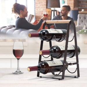 KINGRACK Countertop Wine Rack, Tabletop Wood Wine Holder for 6 Bottle Wine,WK130915