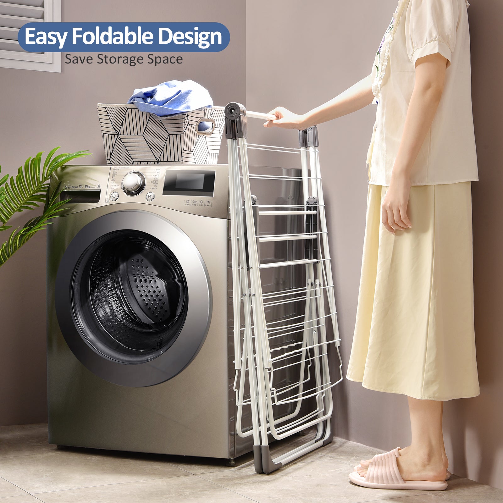 Clothes Drying Rails Frame Kingrack Clothes Drying Rack, 2-Tier Folding Drying Rack for Indoor Ou ...