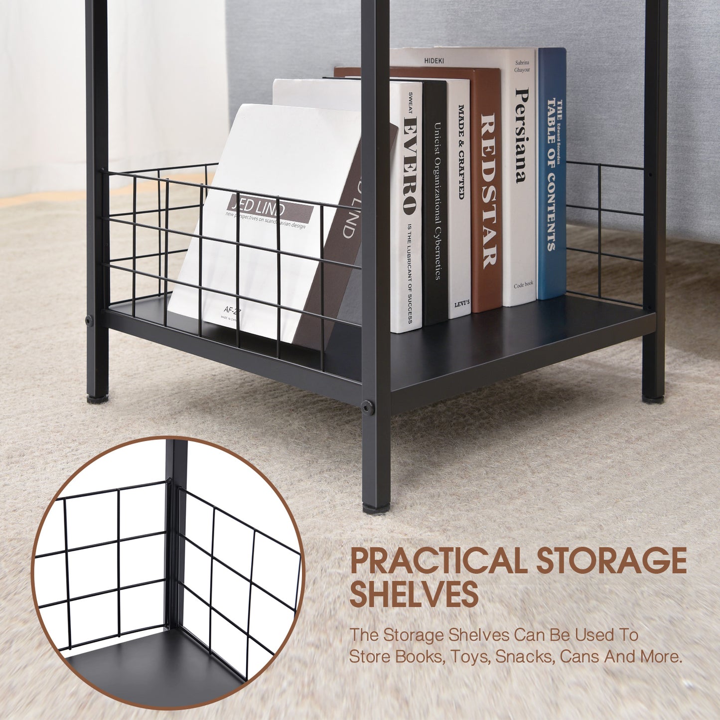 KINGRACK End Tables with Storage Shelf Sofa Storage Side Table,WK830644-1