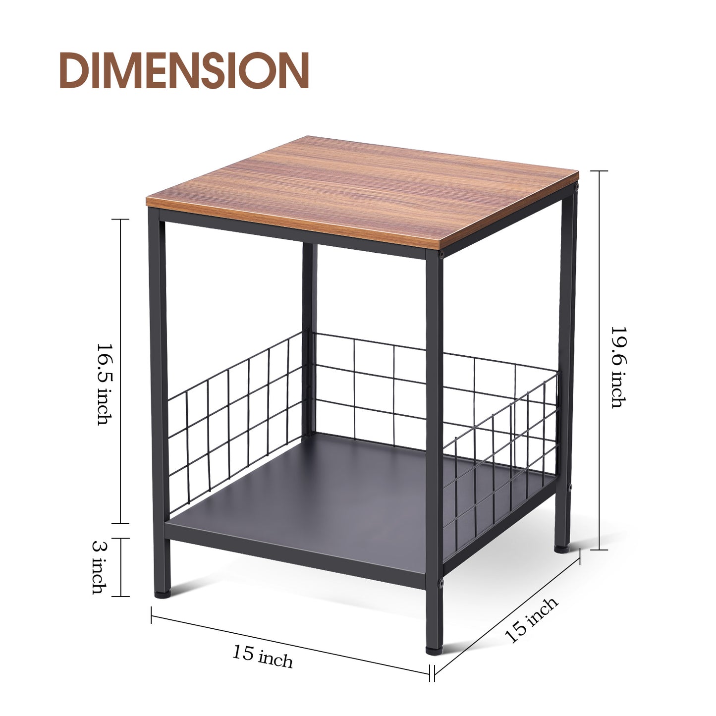 KINGRACK End Tables with Storage Shelf Sofa Storage Side Table,WK830644-1