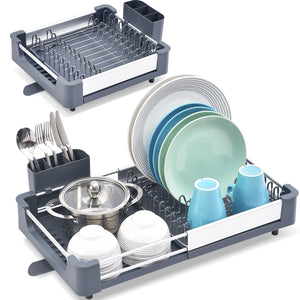 KK Kingrack Aluminum Extendable Dish Drying Rack, Adjustable Dish Drainer for Kitchen,WK810415