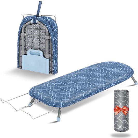 KINGRACK Foldable Ironing Board with Iron Rest , Tabletop Small Ironing Board with 2 Heat Resistant Ironing Cover, Portable Tabletop Ironing Board wiht Non-Slip Feet for Home Travel Use, P1232D3-16