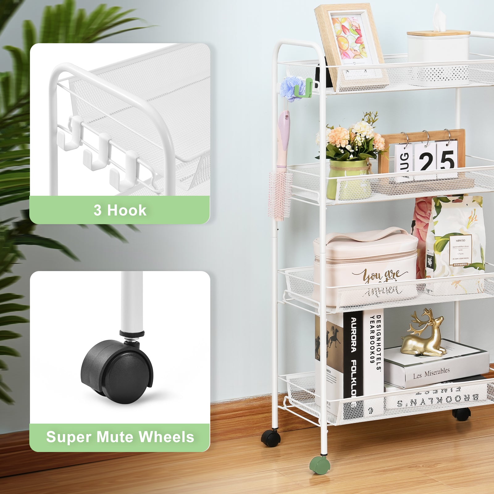 3-Tier Home, Kitchen, Storage, Utility, Multi-purpose Wire Cart