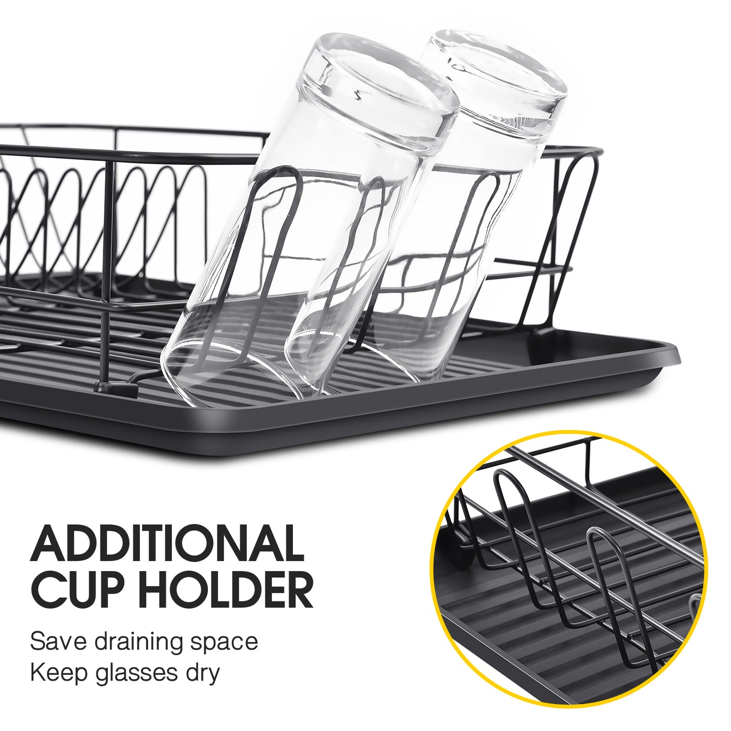 Kingrack Dish Rack, Large Capacity Dish Drainer-Black,WK810338-1