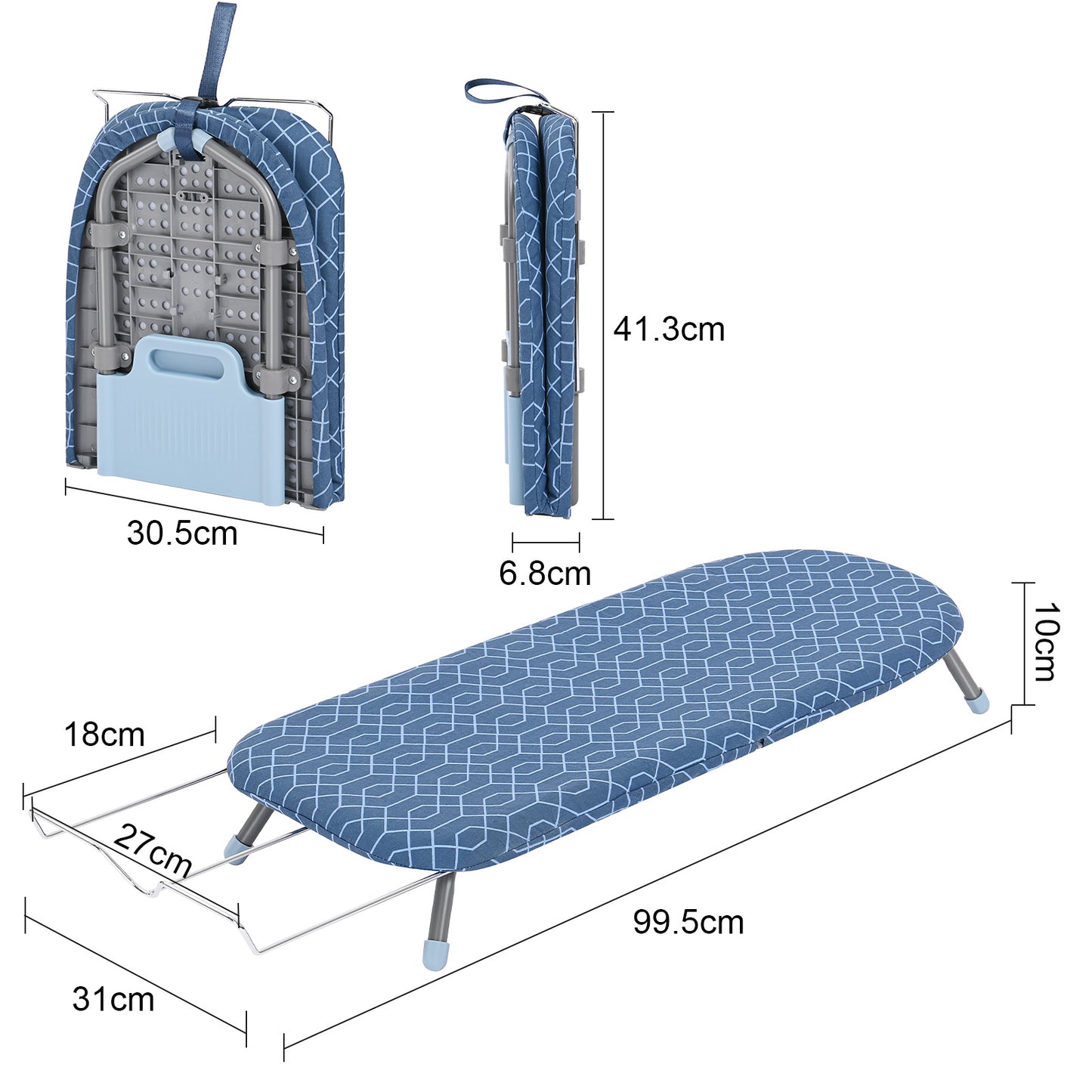 KINGRACK Foldable Ironing Board with Iron Rest , Tabletop Small Ironing Board with 2 Heat Resistant Ironing Cover, Portable Tabletop Ironing Board wiht Non-Slip Feet for Home Travel Use, P1232D3-16