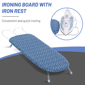 KINGRACK Foldable Ironing Board with Iron Rest , Tabletop Small Ironing Board with 2 Heat Resistant Ironing Cover, Portable Tabletop Ironing Board wiht Non-Slip Feet for Home Travel Use, P1232D3-16