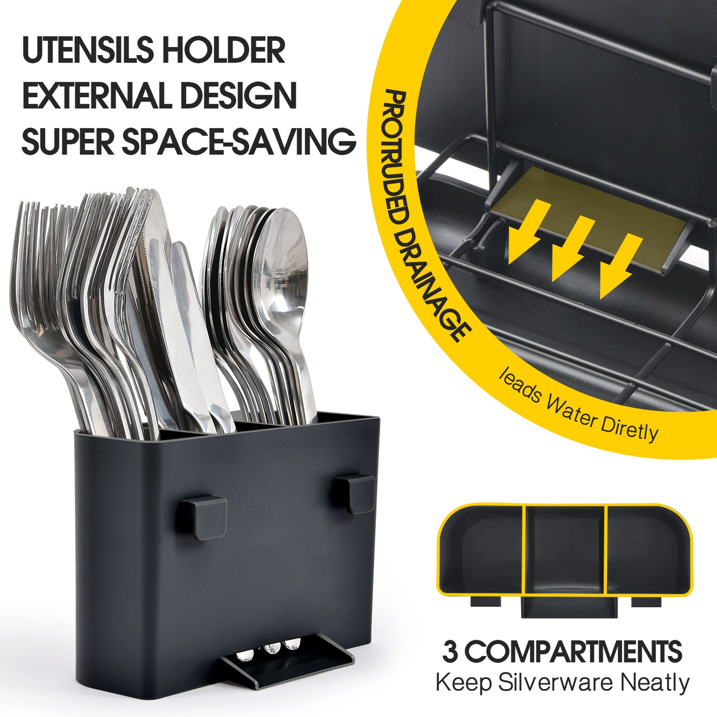 Kingrack Dish Rack, Large Capacity Dish Drainer-Black,WK810338-1