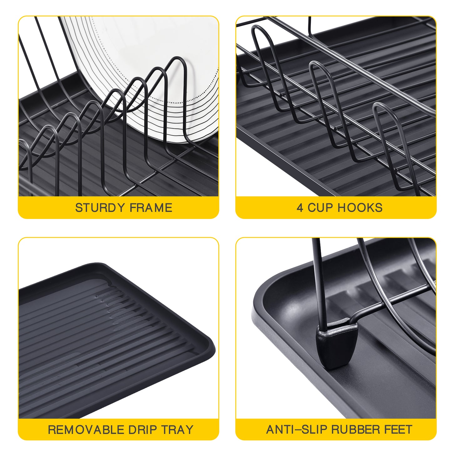 Kingrack Dish Rack, Large Capacity Dish Drainer-Black,WK810338-1