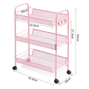 Kingrack 3-Tier Rolling Cart Organizer, Metal Storage Cart with Wheels, Utility Cart for Office,Kitchen, Bedroom, Bathroom, Laundry Room,WK150043-PK