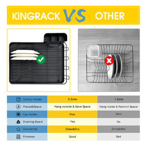 Kingrack Dish Rack, Large Capacity Dish Drainer-Black,WK810338-1