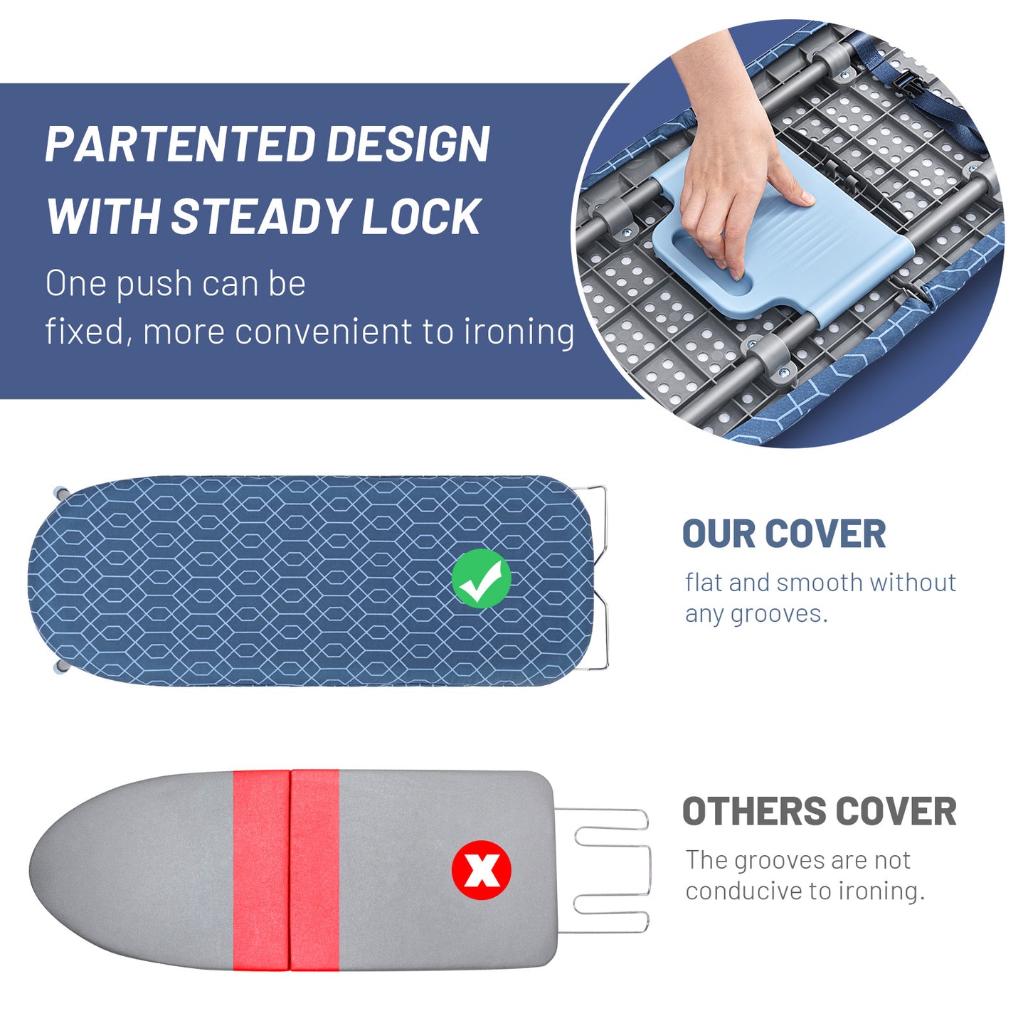 KINGRACK Foldable Ironing Board with Iron Rest , Tabletop Small Ironing Board with 2 Heat Resistant Ironing Cover, Portable Tabletop Ironing Board wiht Non-Slip Feet for Home Travel Use, P1232D3-16