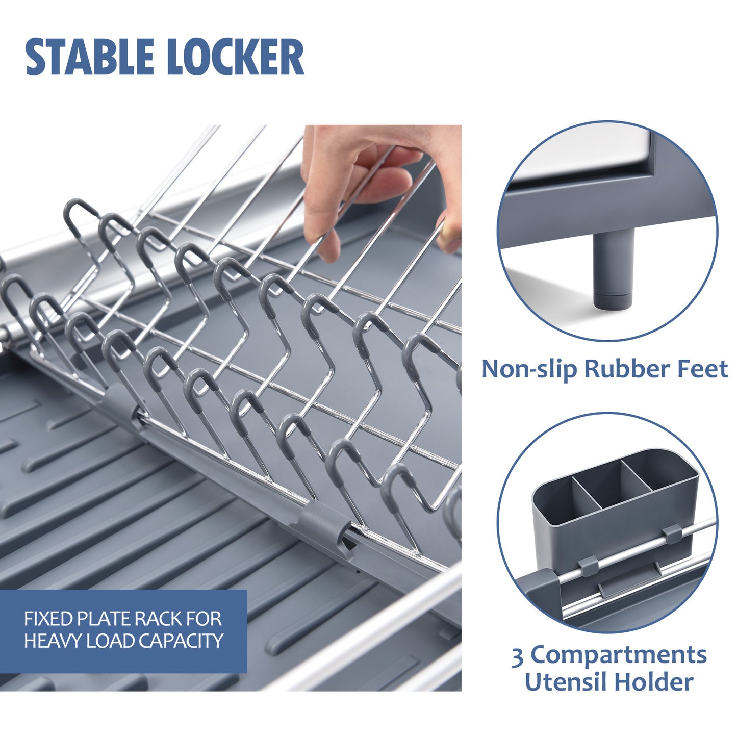 KK Kingrack Aluminum Extendable Dish Drying Rack, Adjustable Dish Drainer for Kitchen,WK810415